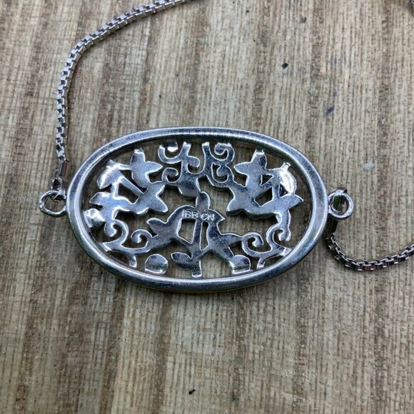 IBB CN Marcasite Floral Silver Tone Adjustable Slide Bracelet - Picture 5 of 6